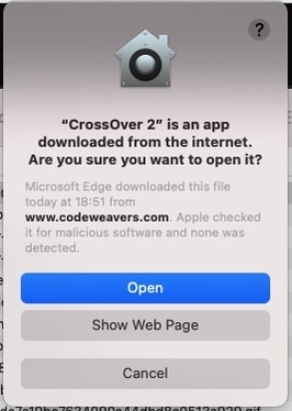 CodeWeavers CrossOver telepítése. Kattintás a nagyobb mérethez!